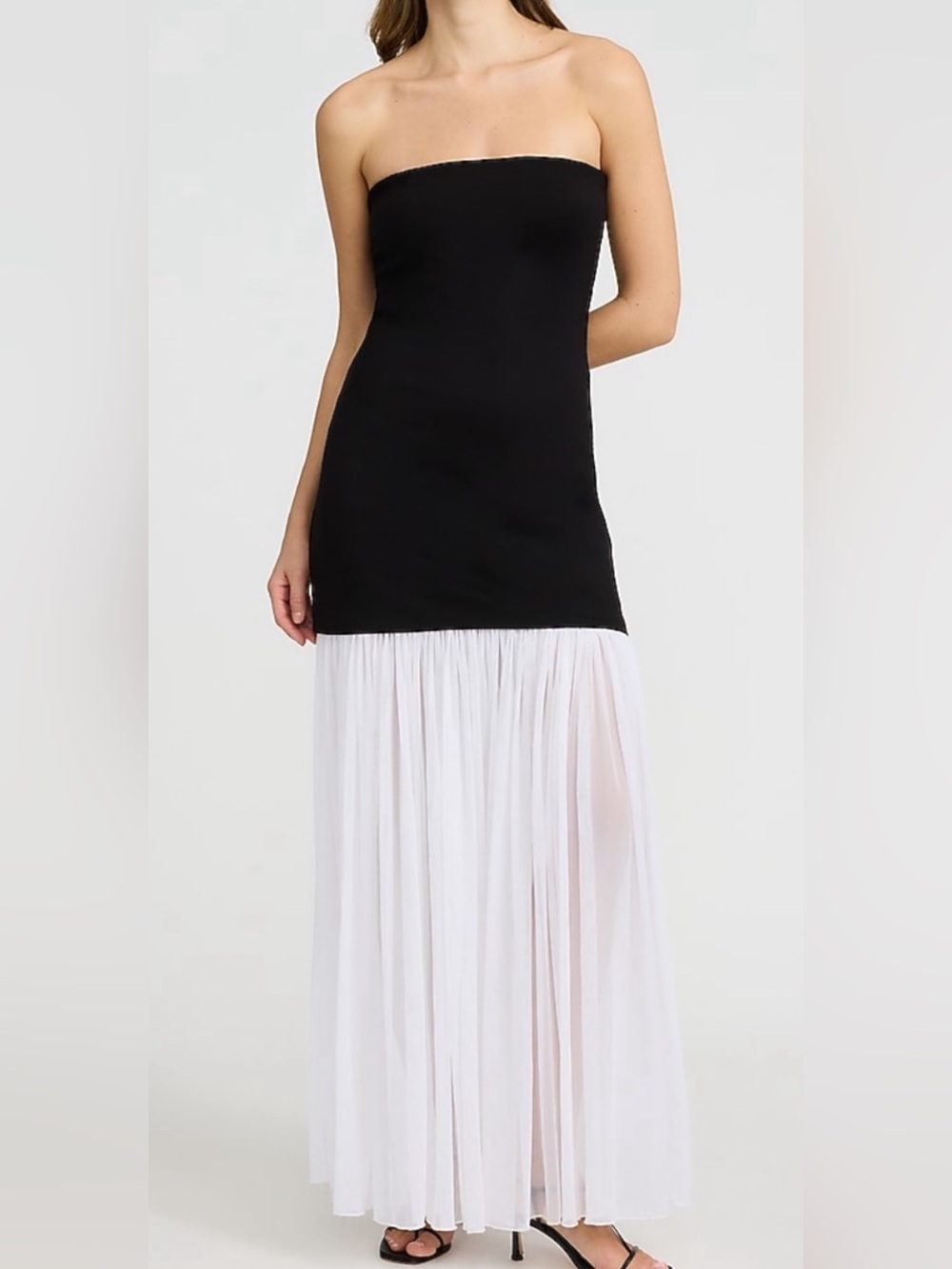 Express Black Strapless Maxi Dress with White Skirt
